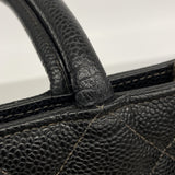 【6kc2517-h】シャネル トートバッグ 復刻トート キャビアスキン ブラック シルバー金具【中古】レディース