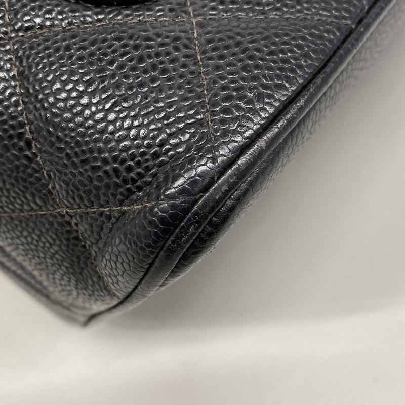 【6kc2517-h】シャネル トートバッグ 復刻トート キャビアスキン ブラック シルバー金具【中古】レディース