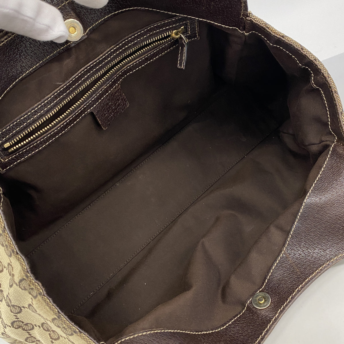 【6kc2527】グッチ トートバッグ GGキャンバス 154982 キャンバス ベージュ ブラウン シャンパンゴールド金具【中古】レディース