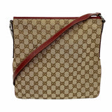 【6kc2528】グッチ ショルダーバッグ GGキャンバス 113013 キャンバス ベージュ レッド シルバー金具【中古】レディース