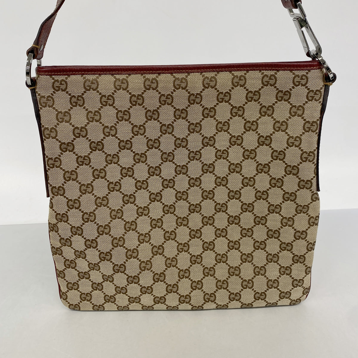 【6kc2528】グッチ ショルダーバッグ GGキャンバス 113013 キャンバス ベージュ レッド シルバー金具【中古】レディース
