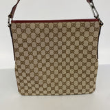 【6kc2528】グッチ ショルダーバッグ GGキャンバス 113013 キャンバス ベージュ レッド シルバー金具【中古】レディース