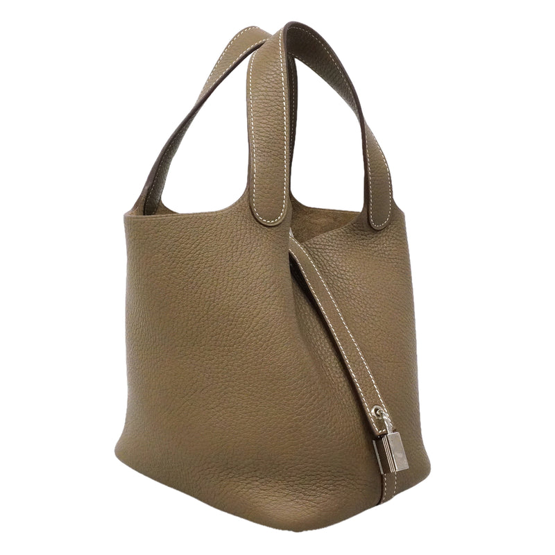 【6kc2533】エルメス ハンドバッグ ピコタンロックPM トリヨンクレマンス エトゥープ シルバー金具 A刻印【中古】レディース