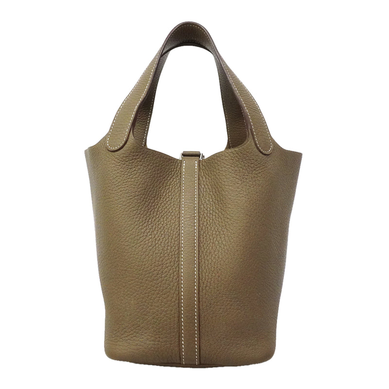 【6kc2533】エルメス ハンドバッグ ピコタンロックPM トリヨンクレマンス エトゥープ シルバー金具 A刻印【中古】レディース