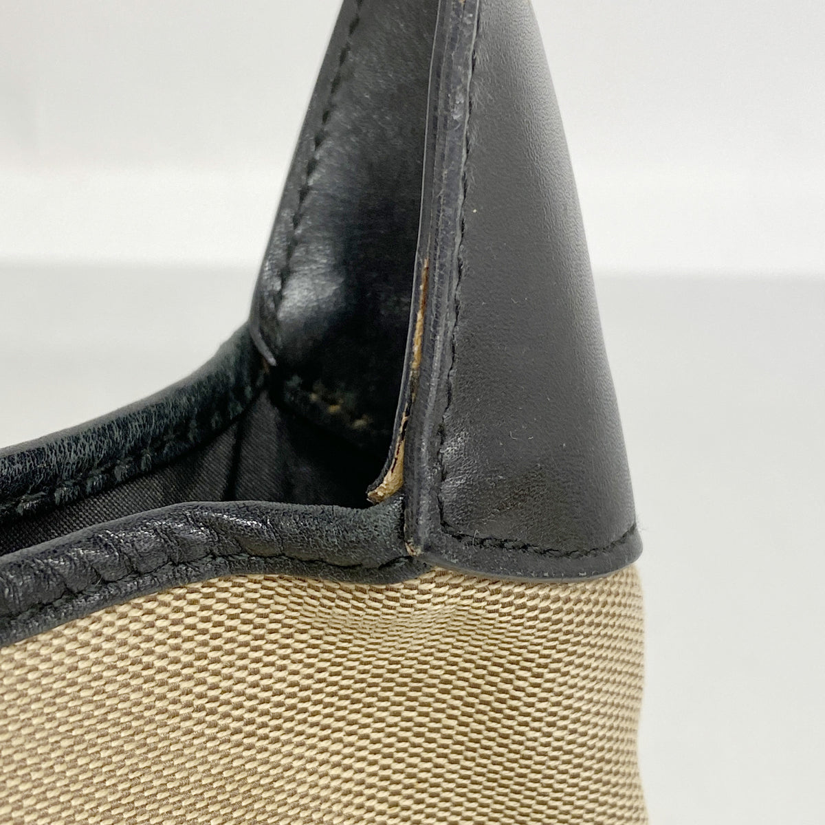 【6kc2540】グッチ ショルダーバッグ ジャッキー 001 3306 キャンバス ベージュ ブラック シルバー金具【中古】レディース