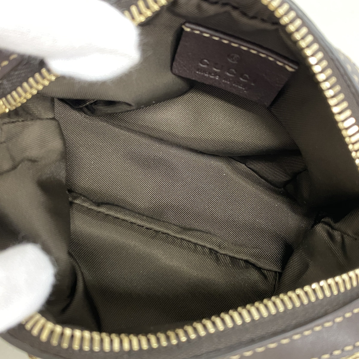 【6kc2541】グッチ ポーチ GGキャンバス/バンブー 246174 キャンバス ブラウン シャンパンゴールド金具【中古】レディース