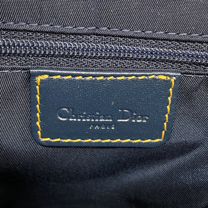 【6kc2545】クリスチャンディオール ショルダーバッグ トロッター キャンバス ネイビー ゴールド金具【中古】レディース