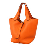【6kc2547】エルメス ハンドバッグ ピコタンPM トリヨンクレマンス オレンジ シルバー金具 □L刻印【中古】レディース