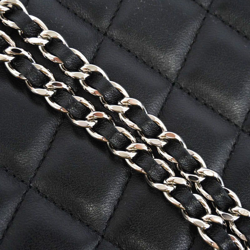 【6kc2555-h】シャネル ショルダーバッグ マトラッセ チェーンショルダー ラムスキン ブラック シルバー金具【中古】レディース