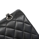 【6kc2561】シャネル ショルダーバッグ マトラッセ Wフラップ Wチェーン ラムスキン ブラック シルバー金具【中古】レディース