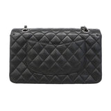 【6kc2561】シャネル ショルダーバッグ マトラッセ Wフラップ Wチェーン ラムスキン ブラック シルバー金具【中古】レディース