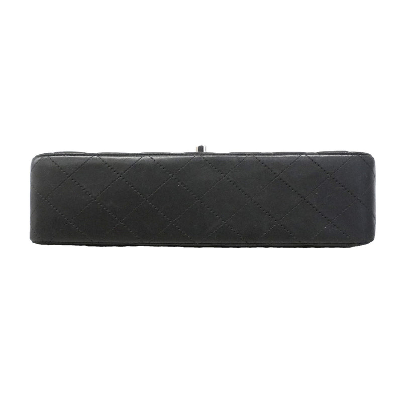 【6kc2561】シャネル ショルダーバッグ マトラッセ Wフラップ Wチェーン ラムスキン ブラック シルバー金具【中古】レディース