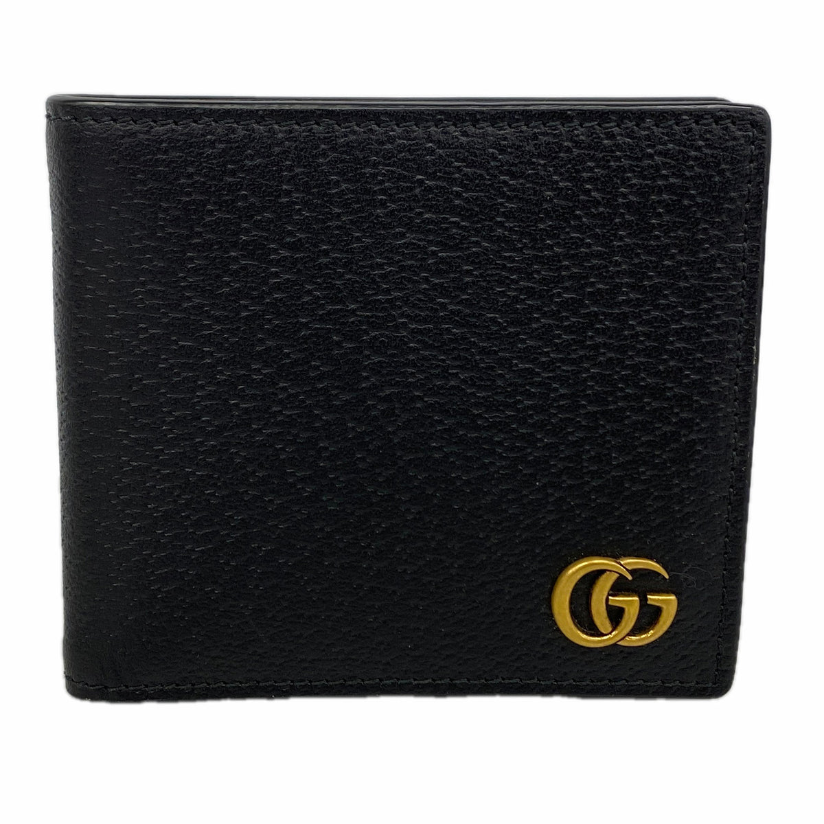【6kc2562】グッチ 財布 GGマーモント 428725 レザー ブラック ゴールド金具【中古】メンズ