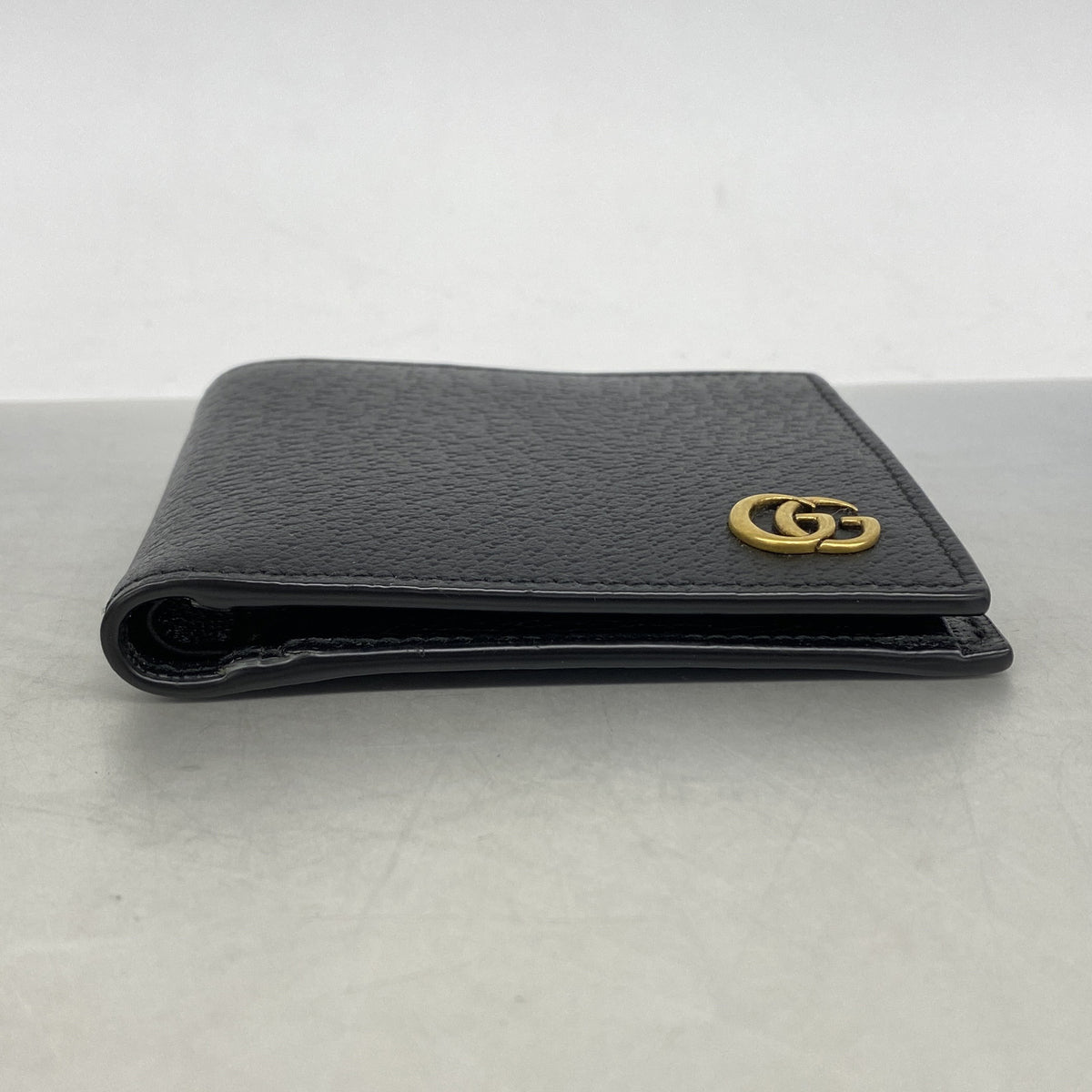 【6kc2562】グッチ 財布 GGマーモント 428725 レザー ブラック ゴールド金具【中古】メンズ