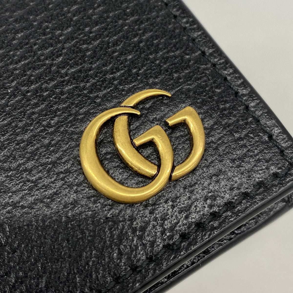 【6kc2562】グッチ 財布 GGマーモント 428725 レザー ブラック ゴールド金具【中古】メンズ