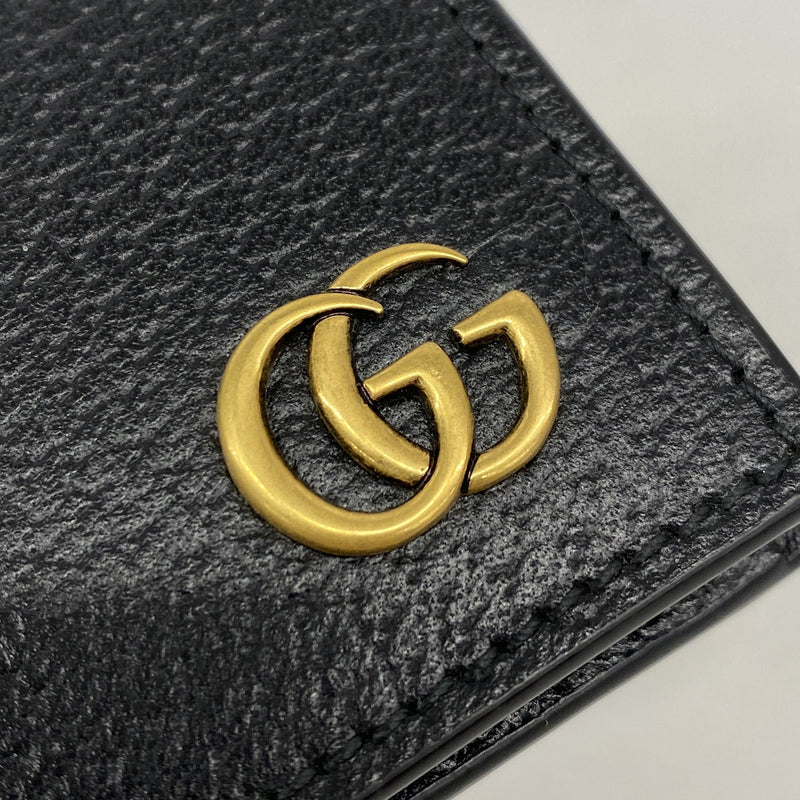 【6kc2562】グッチ 財布 GGマーモント 428725 レザー ブラック ゴールド金具【中古】メンズ