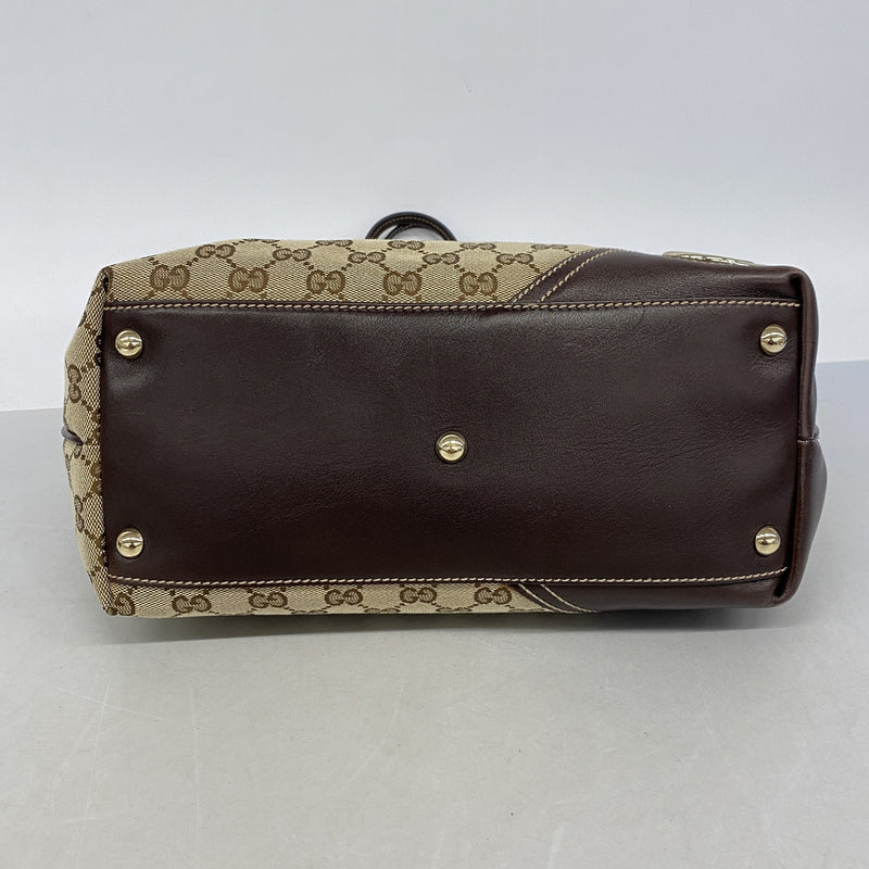 【6kc2563】グッチ トートバッグ GGキャンバス 169946 キャンバス ブラウン シャンパンゴールド金具【中古】レディース
