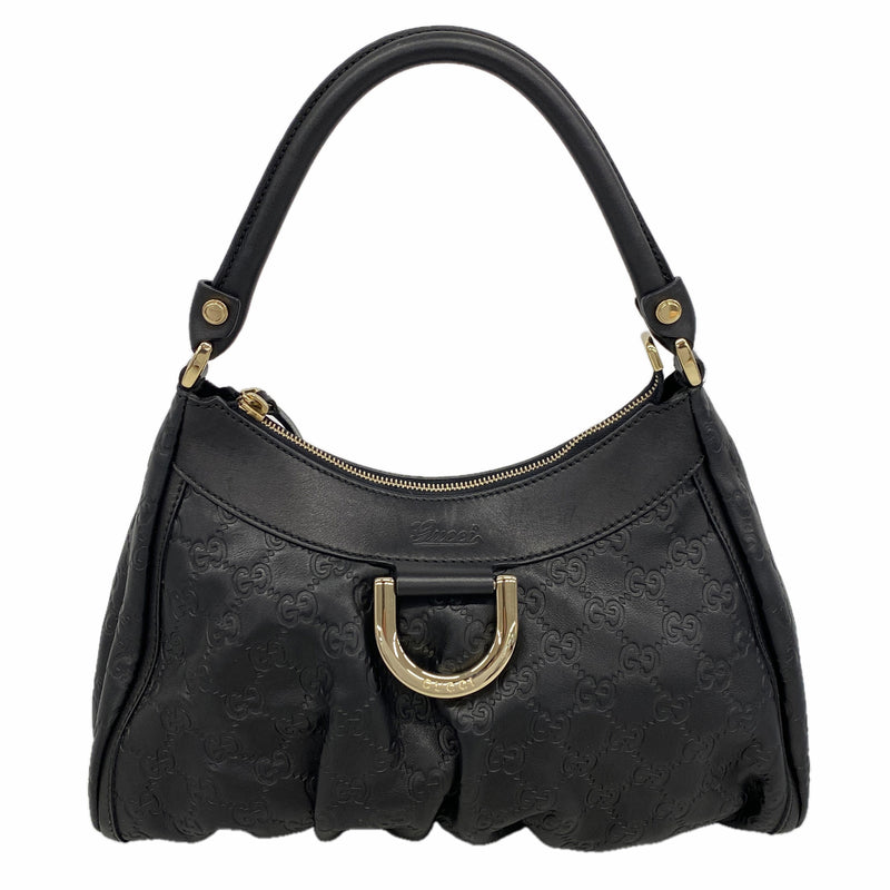 【6kc2565】グッチ ショルダーバッグ グッチシマ アビー 190525 レザー ブラック シャンパンゴールド金具【中古】レディース