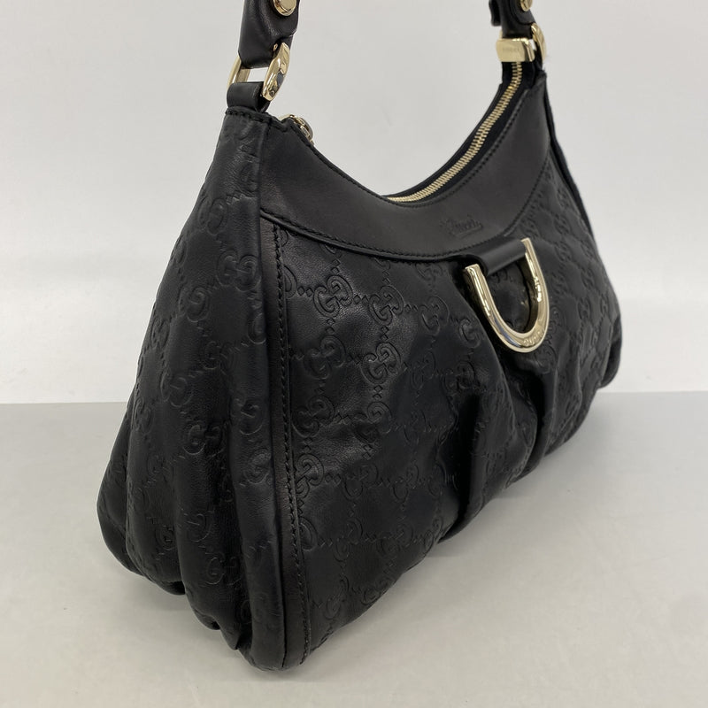 【6kc2565】グッチ ショルダーバッグ グッチシマ アビー 190525 レザー ブラック シャンパンゴールド金具【中古】レディース