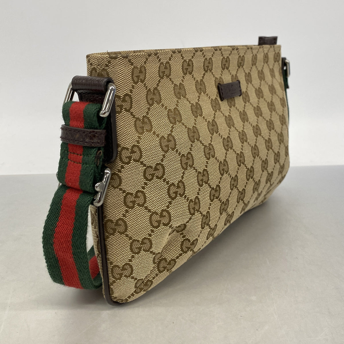 【6kc2567】グッチ ショルダーバッグ GGキャンバス/シェリーライン キャンバス ブラウン シルバー金具【中古】レディース