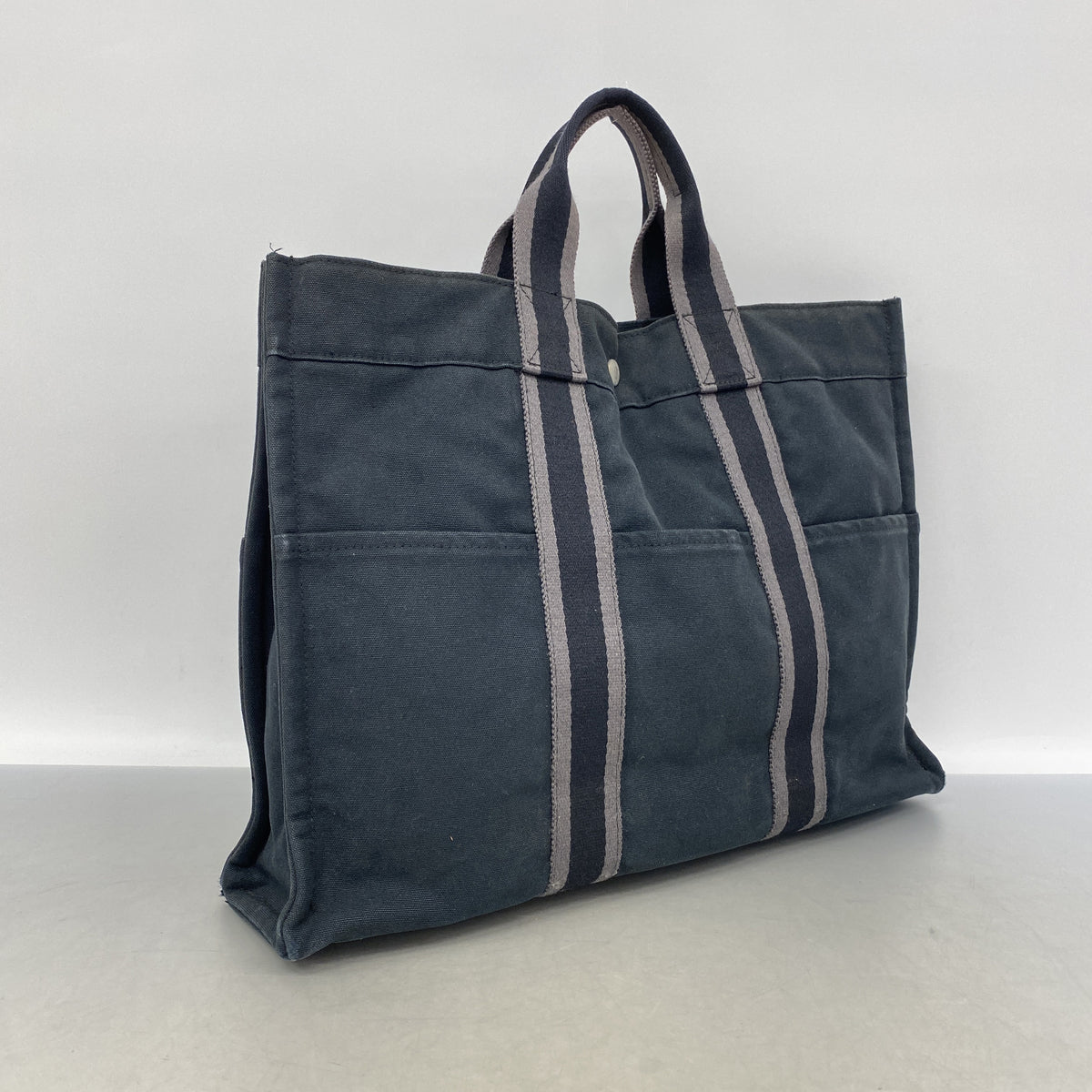 【6kc2571】エルメス トートバッグ フールトゥMM キャンバス ブラック シルバー金具【中古】メンズ レディース ユニセックス
