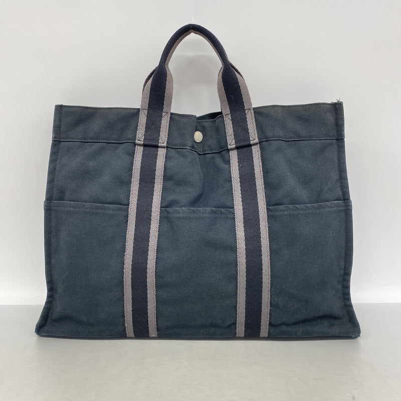【6kc2571】エルメス トートバッグ フールトゥMM キャンバス ブラック シルバー金具【中古】メンズ レディース ユニセックス
