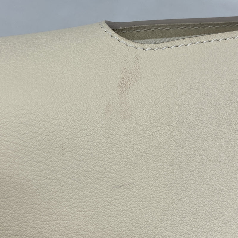 【6kc2572】エルメス トートバッグ ヴァルパライソPM トワルシェブロン ホワイト シルバー金具 □L刻印【中古】レディース