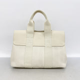 【6kc2572】エルメス トートバッグ ヴァルパライソPM トワルシェブロン ホワイト シルバー金具 □L刻印【中古】レディース