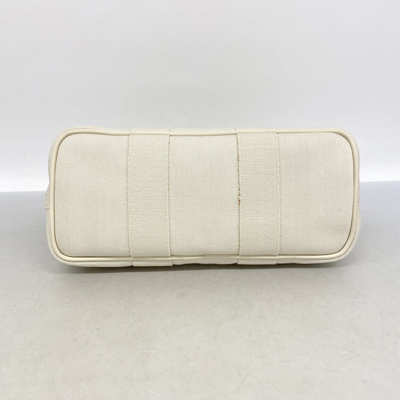 【6kc2572】エルメス トートバッグ ヴァルパライソPM トワルシェブロン ホワイト シルバー金具 □L刻印【中古】レディース