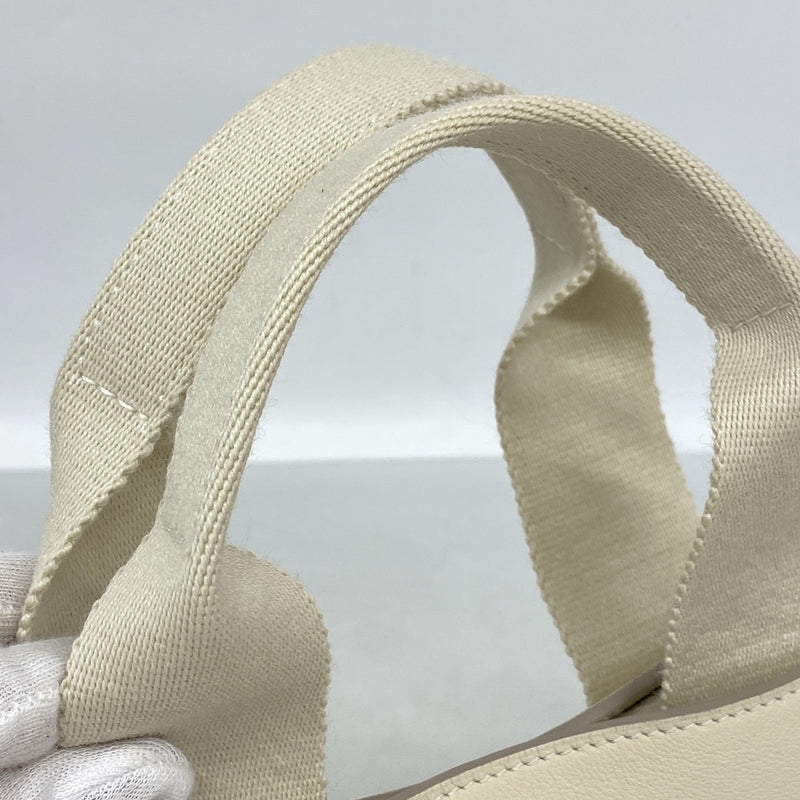 【6kc2572】エルメス トートバッグ ヴァルパライソPM トワルシェブロン ホワイト シルバー金具 □L刻印【中古】レディース