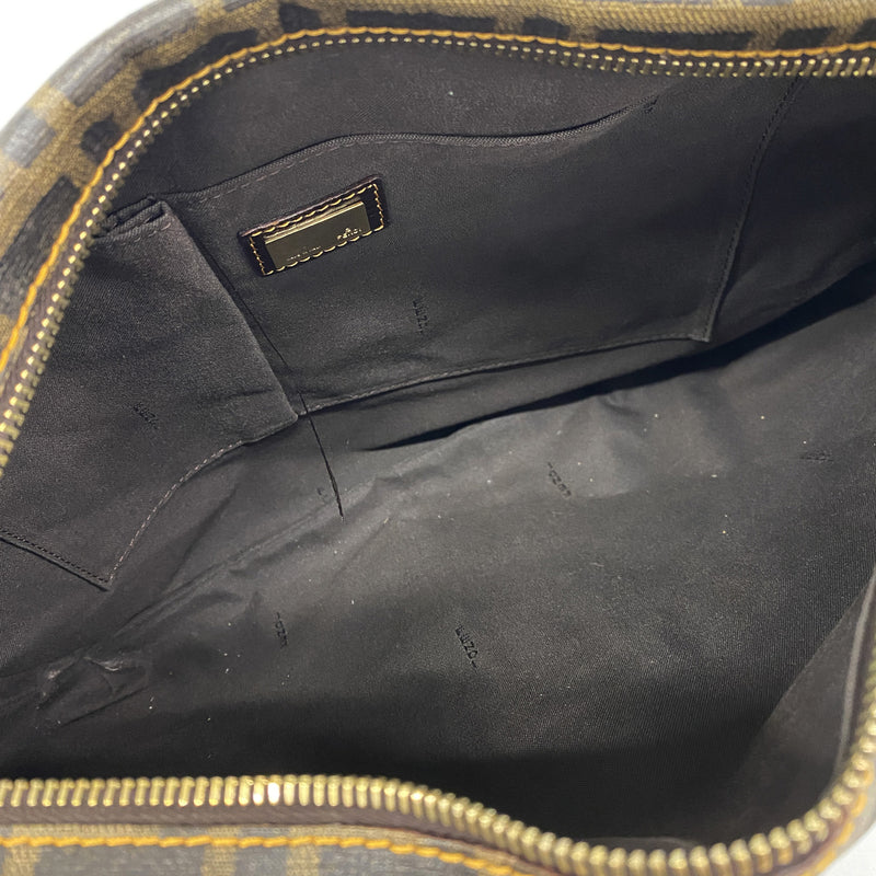 【6kc2623】フェンディ ショルダーバッグ ズッカ ズッキーノ PVC ブラウン シャンパンゴールド金具【中古】レディース