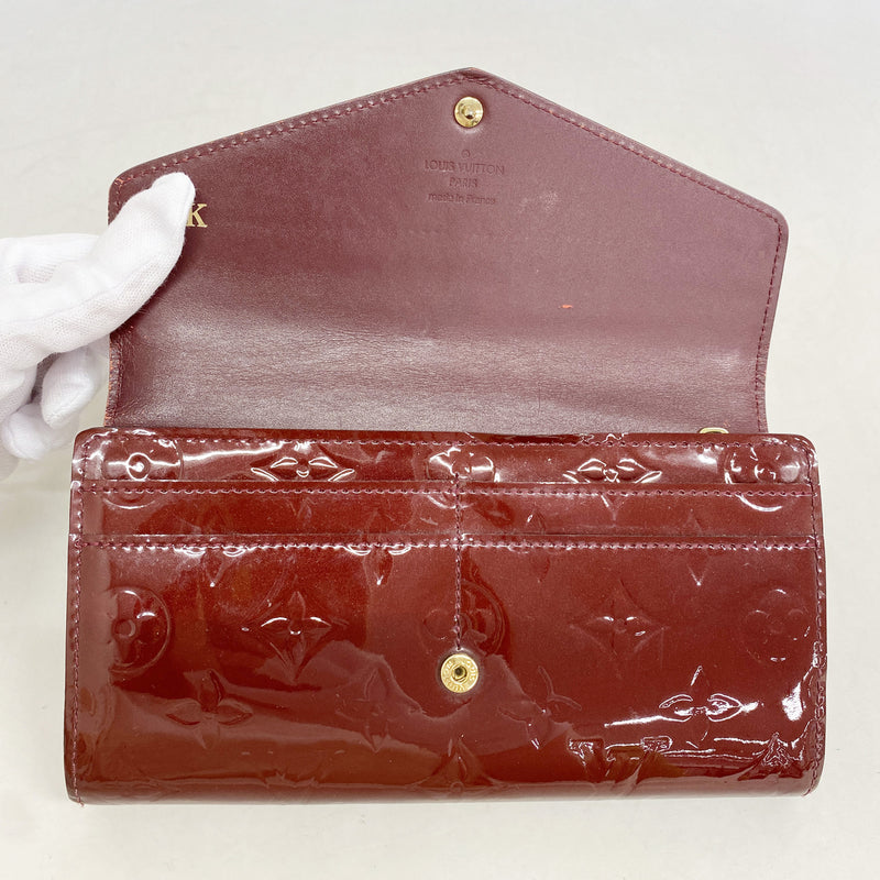 【6kc2647】ルイヴィトン 長財布 ヴェルニ ポルトフォイユサラ M90225 グリヨット【中古】レディース