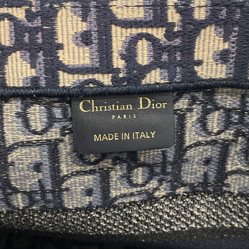 【6kc2651】クリスチャンディオール トートバッグ ブックトート キャンバス ネイビー【中古】レディース