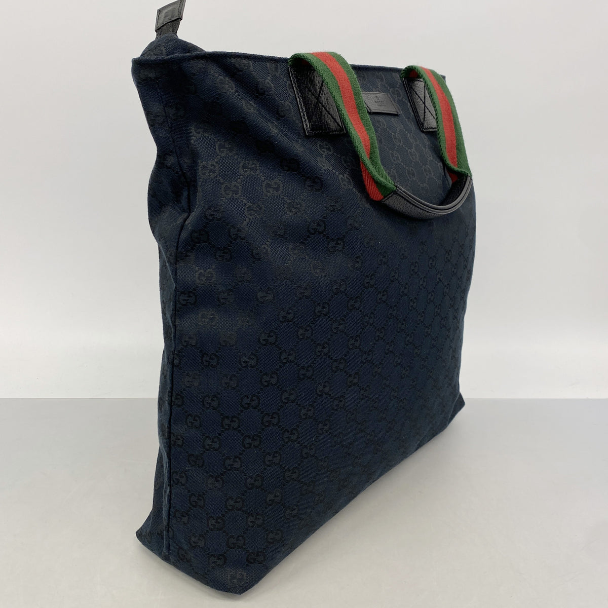 【6kc2653】グッチ トートバッグ GGキャンバス 131233 キャンバス ブラック シルバー金具【中古】レディース