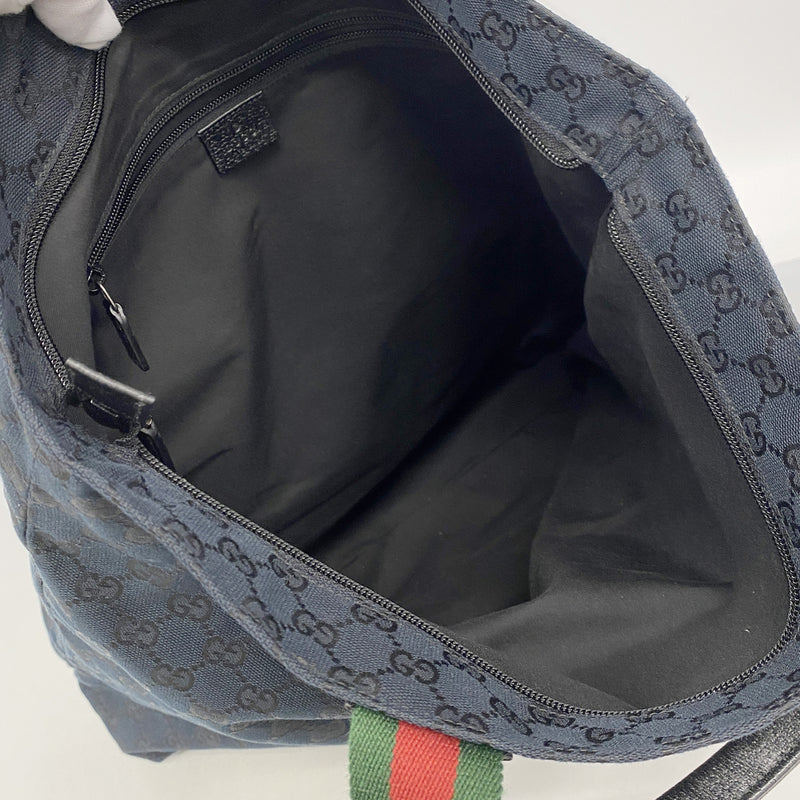 【6kc2653】グッチ トートバッグ GGキャンバス 131233 キャンバス ブラック シルバー金具【中古】レディース
