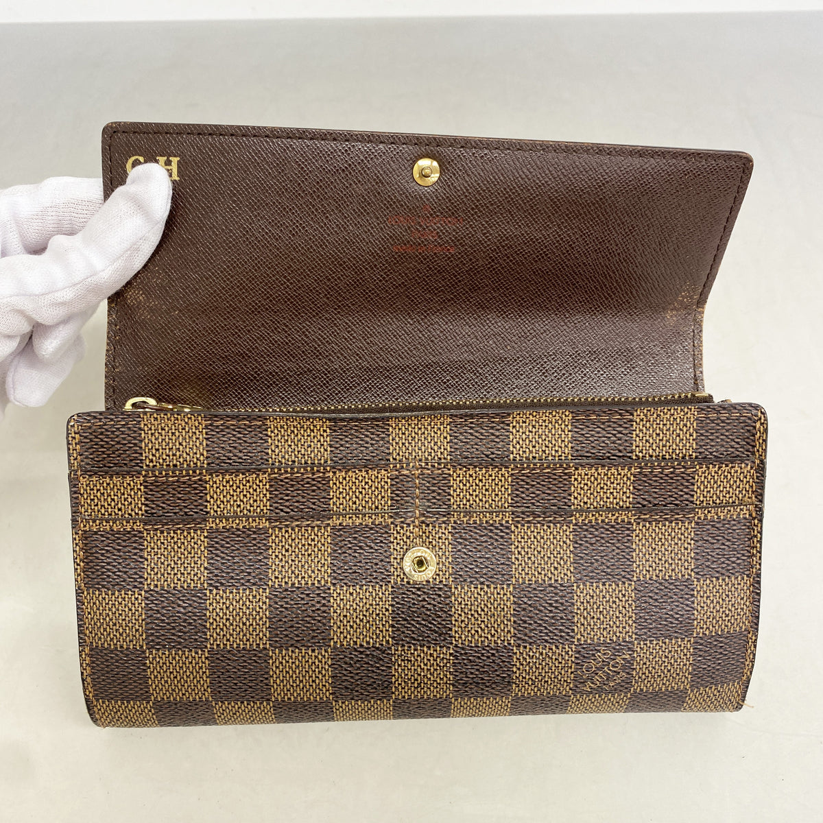 【6kc2697】ルイヴィトン 長財布 ダミエ ポルトフォイユサラ N61734 エベヌ【中古】レディース