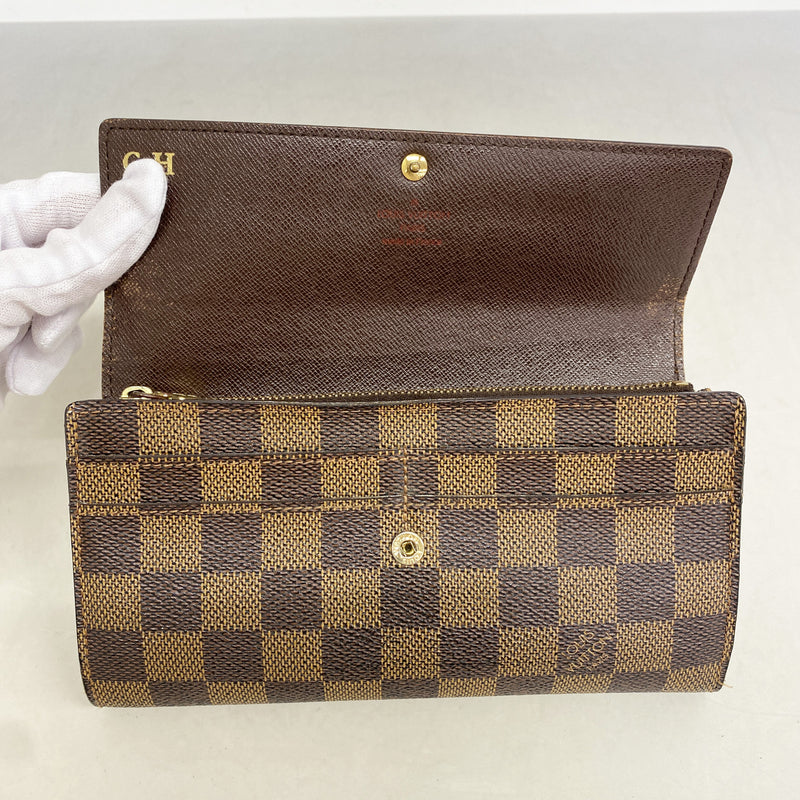 【6kc2697】ルイヴィトン 長財布 ダミエ ポルトフォイユサラ N61734 エベヌ【中古】レディース