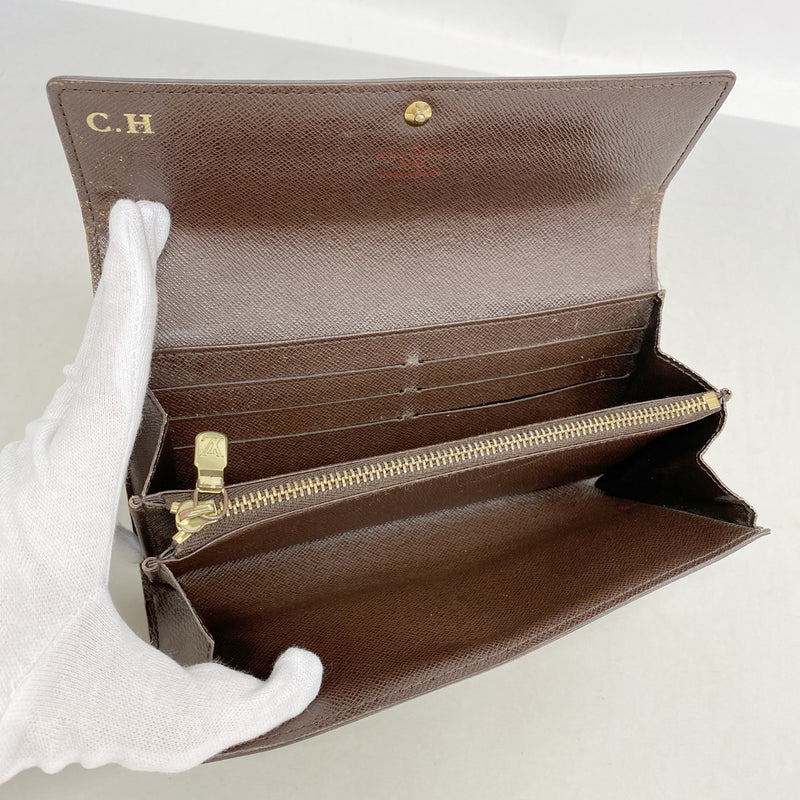 【6kc2697】ルイヴィトン 長財布 ダミエ ポルトフォイユサラ N61734 エベヌ【中古】レディース