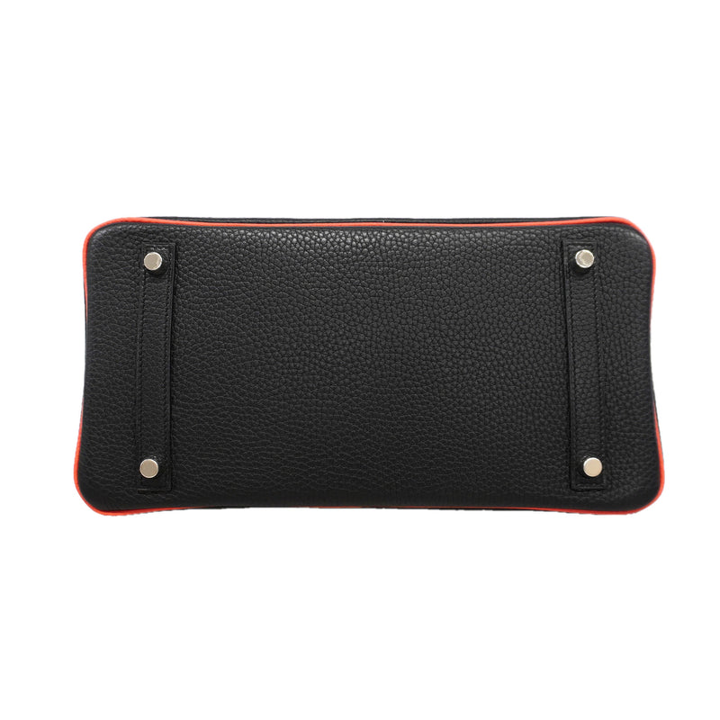 【6kc2699】エルメス ハンドバッグ バーキン30 トゴ ブラック ブーゲンビリア シルバー金具 X刻印 SPO【中古】レディース