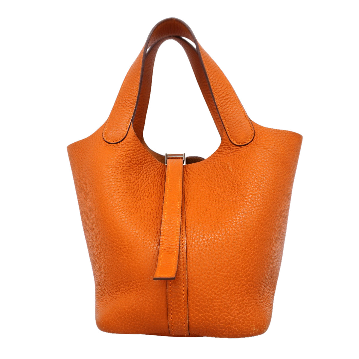 【6kc2703】エルメス ハンドバッグ ピコタンPM トリヨンクレマンス オレンジ シルバー金具 □I刻印【中古】レディース