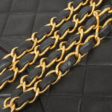 【6kc2723】シャネル ショルダーバッグ マトラッセ Wフラップ Wチェーン ラムスキン ブラック ゴールド金具【中古】レディース