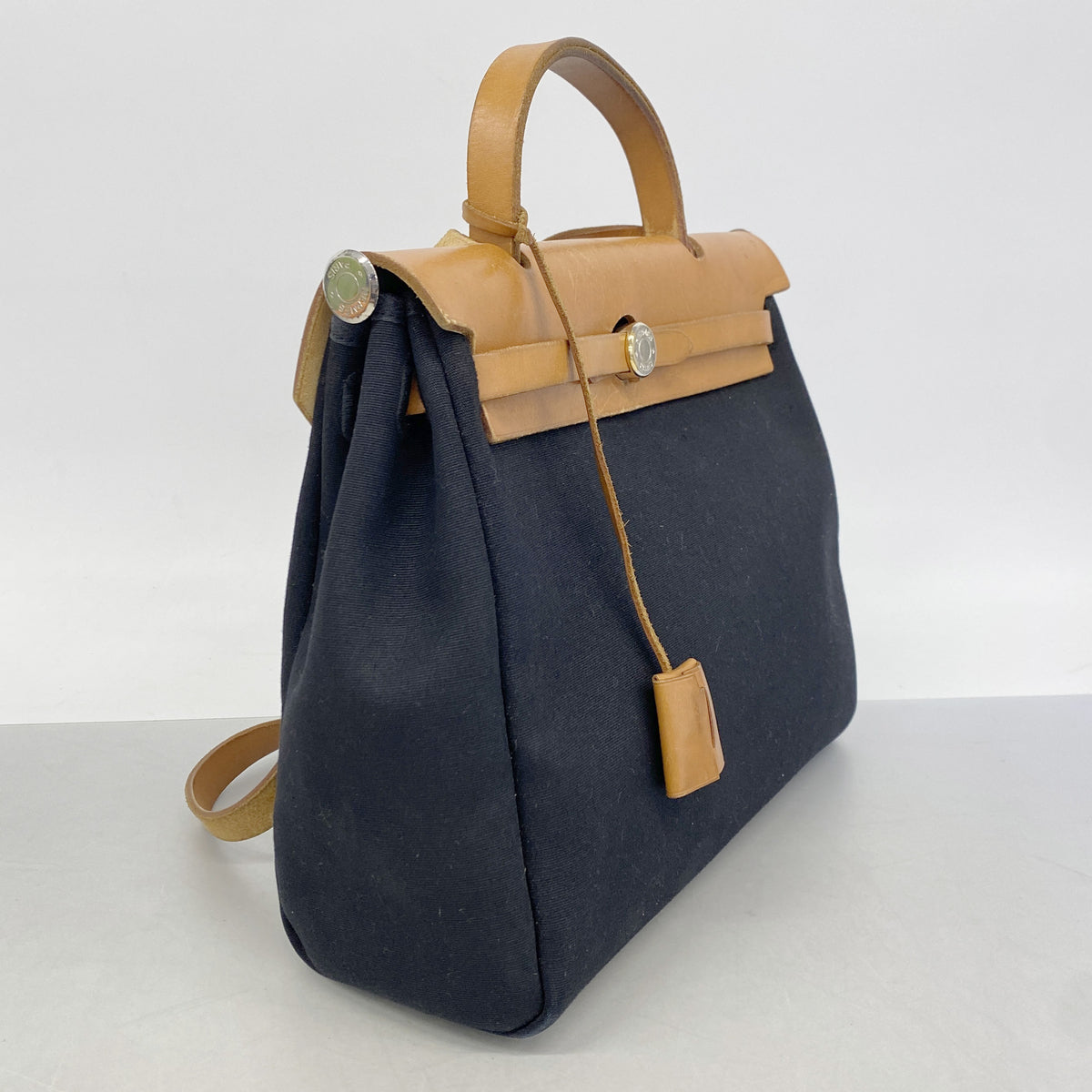 【6kc2749】エルメス ハンドバッグ エールバッグPM トワルオフィシエ ナチュラル シルバー金具 □F刻印 2wayバッグ【中古】レディース