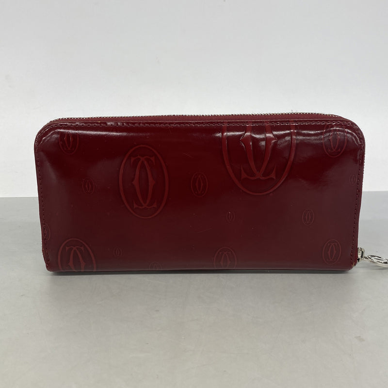 【6kc2759】カルティエ 長財布 ハッピーバースデー レザー レッド ゴールド金具【中古】レディース