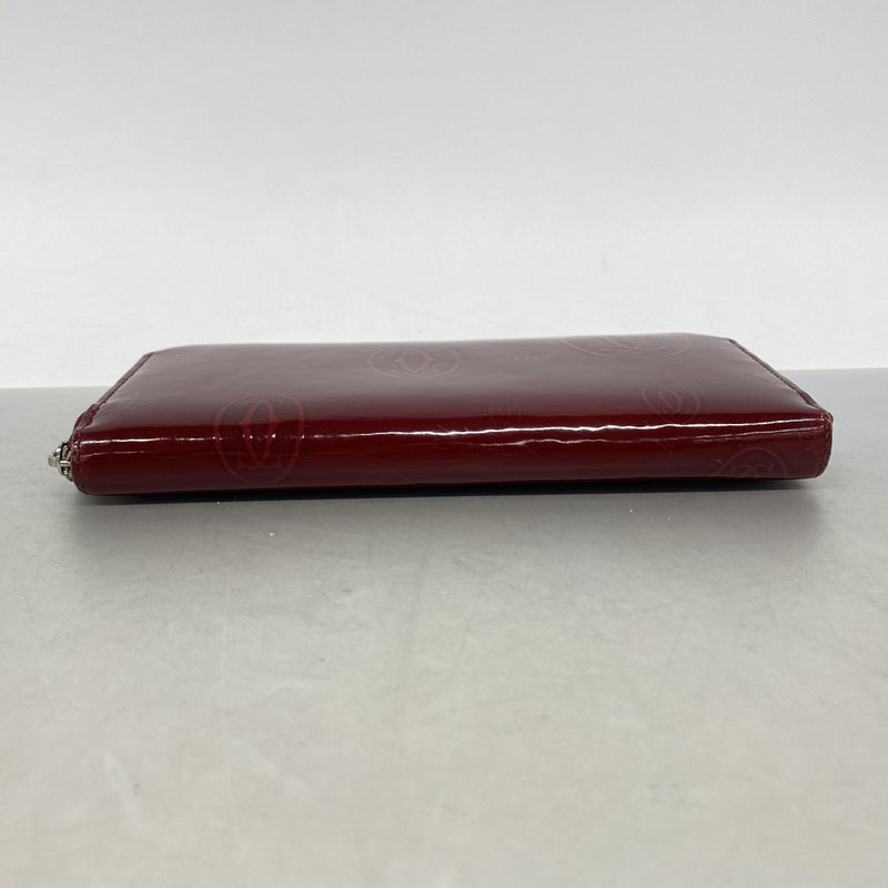 【6kc2759】カルティエ 長財布 ハッピーバースデー レザー レッド ゴールド金具【中古】レディース