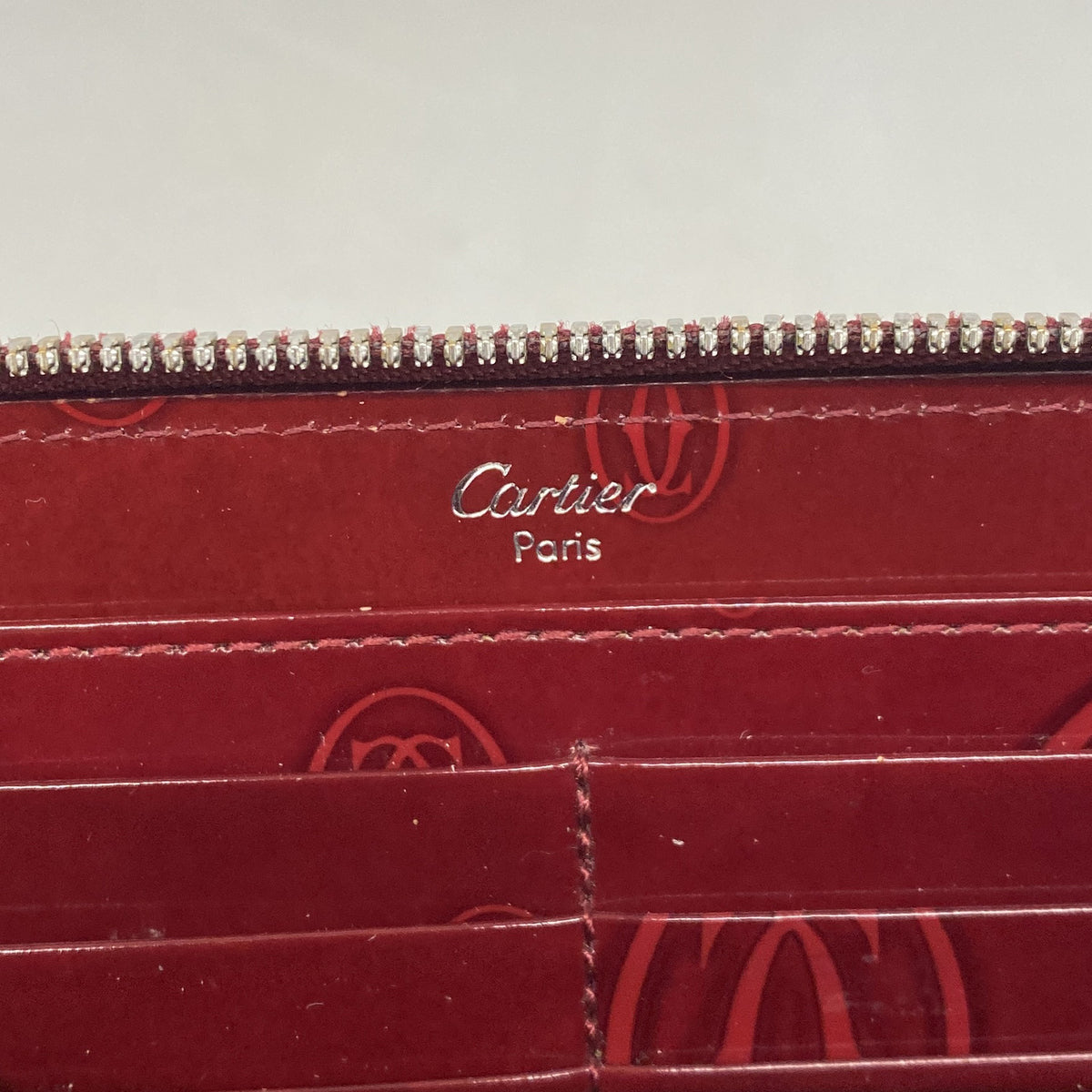 【6kc2759】カルティエ 長財布 ハッピーバースデー レザー レッド ゴールド金具【中古】レディース