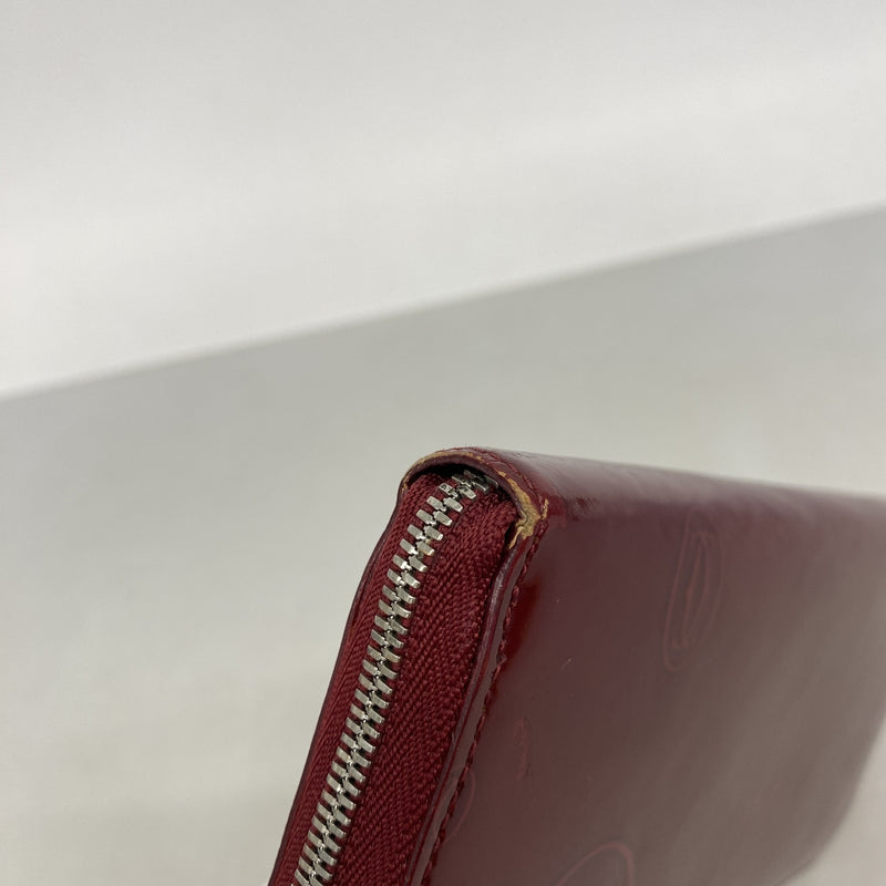 【6kc2759】カルティエ 長財布 ハッピーバースデー レザー レッド ゴールド金具【中古】レディース