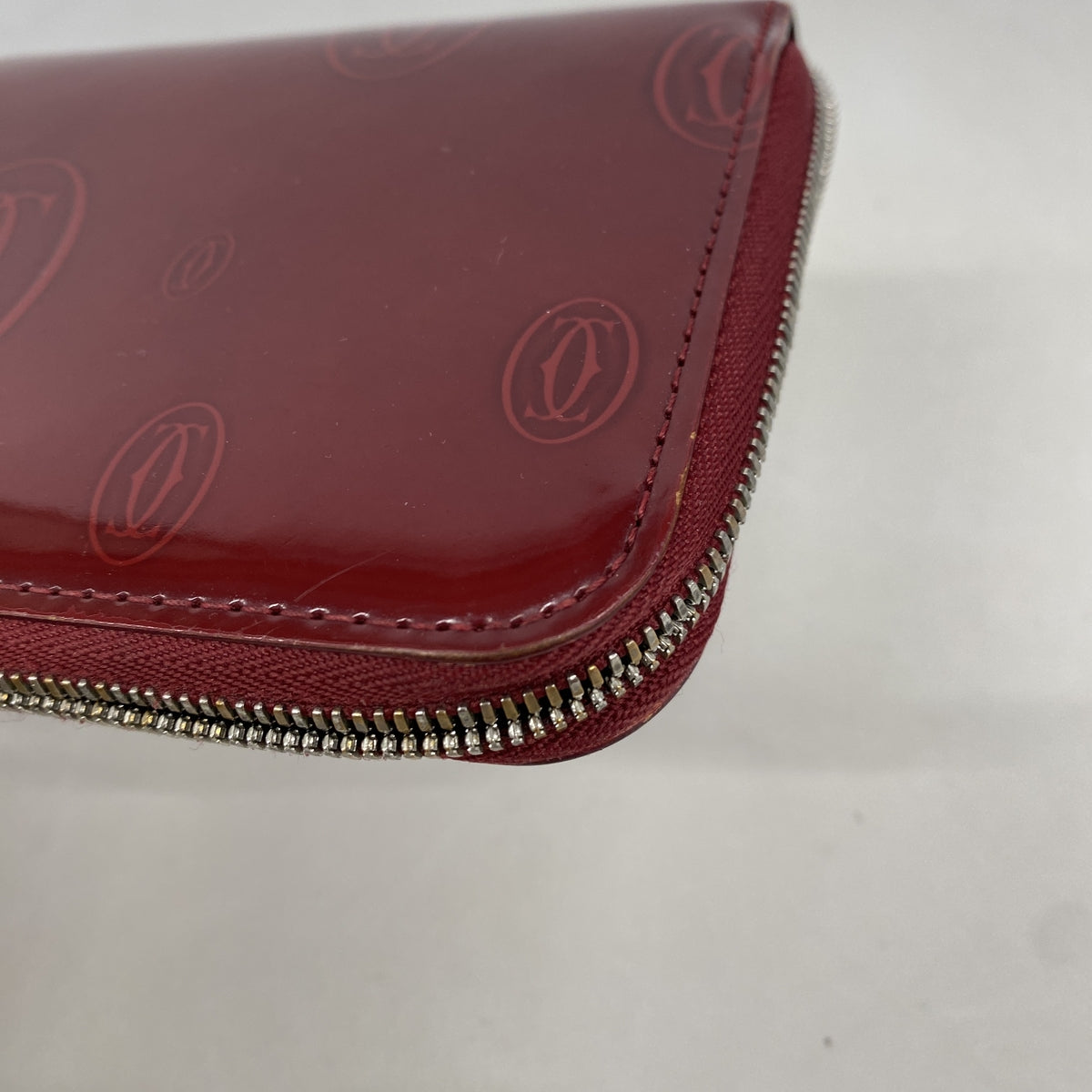 【6kc2759】カルティエ 長財布 ハッピーバースデー レザー レッド ゴールド金具【中古】レディース