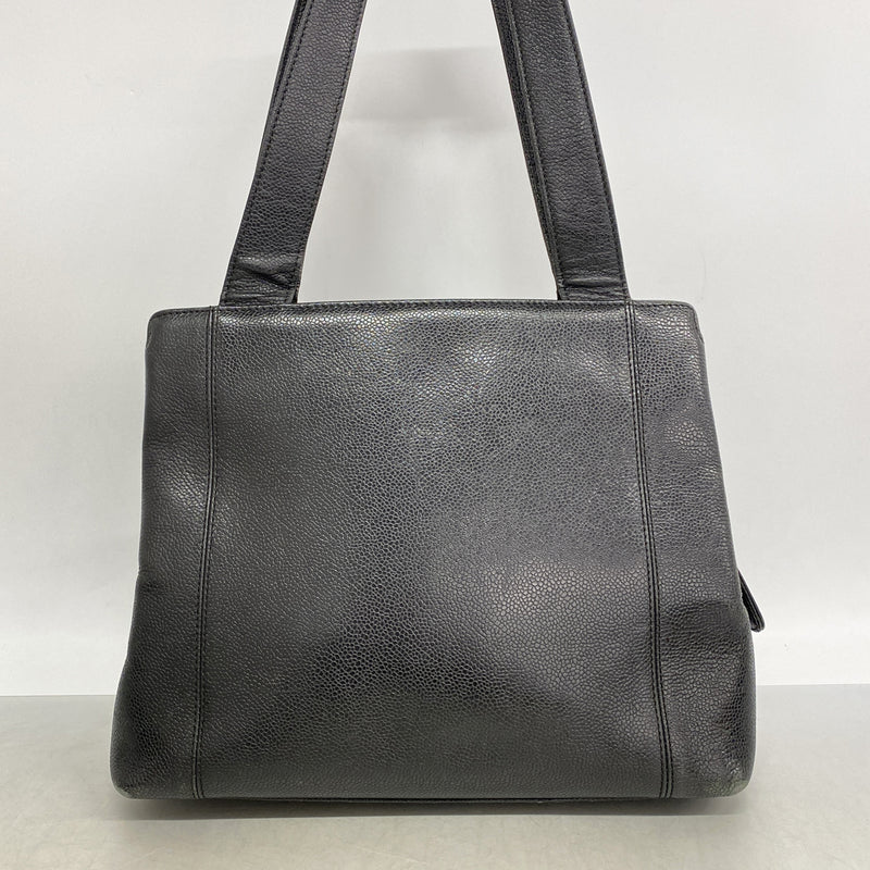 【6kc2808】シャネル トートバッグ キャビアスキン ブラック ゴールド金具【中古】レディース