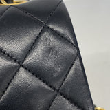 【6kc2850-h】シャネル ショルダーバッグ マトラッセ Wフラップ Wチェーン ラムスキン ブラック ゴールド金具【中古】レディース