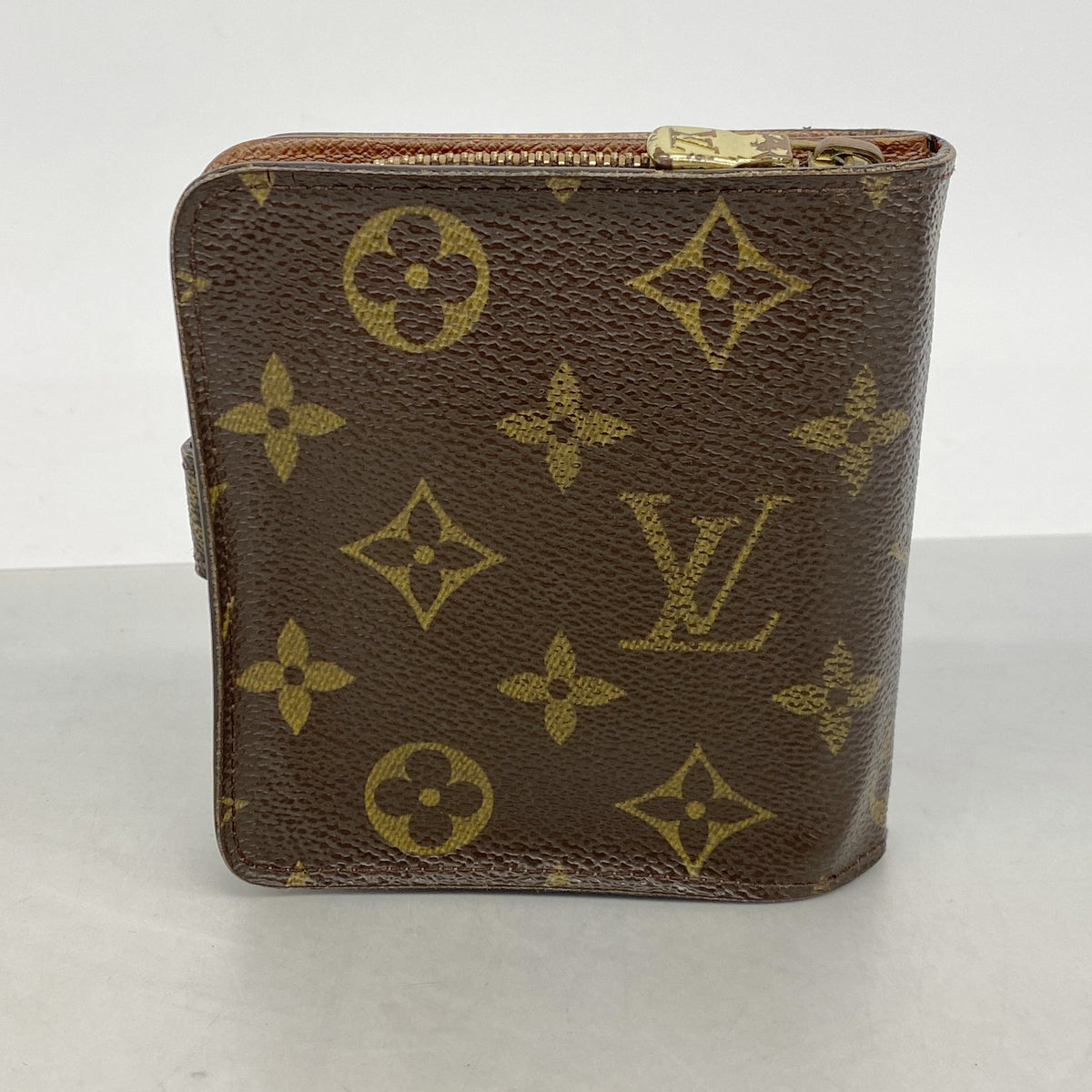 【6kc2854-h】ルイヴィトン 財布 モノグラム コンパクトジップ M61667 ブラウン【中古】レディース